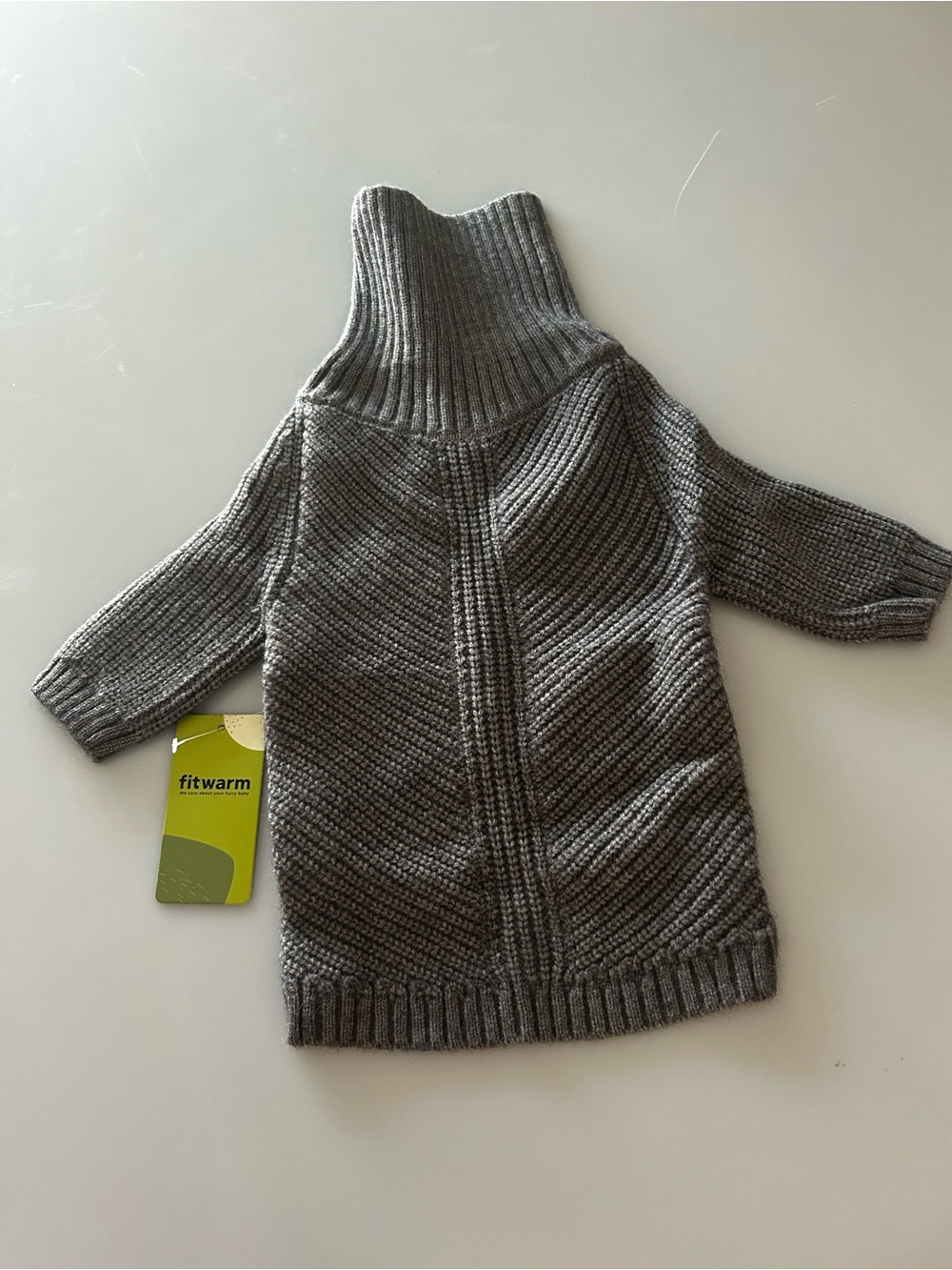 NWT Fitwarm Grey Turtleneck Cable Knit Pet Dog Sweater - Size Medium